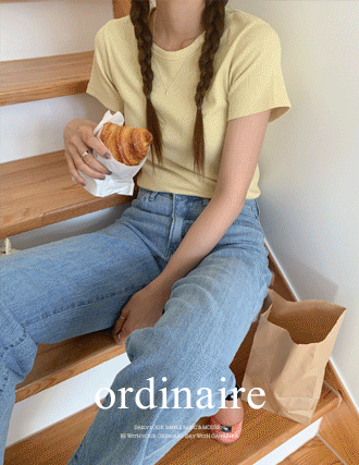 [ordinaire] 아운 골지티셔츠 (4color/네이비 제외 단독주문시당일발송) (스판 반팔티 추천)